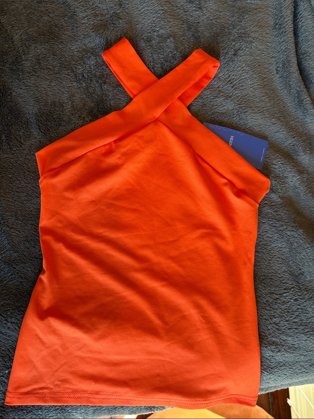 Cross-Strap Sleeveless Tank Top in Vibrant Orange - Picture 1 of 2